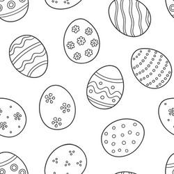 Easter Eggs Pattern - Doodle Style Vector Image