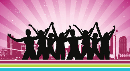 Silhouettes of party people dancing Royalty Free Vector