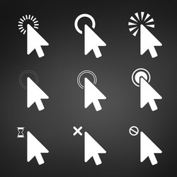 white computer mouse click cursor arrow icons set vector