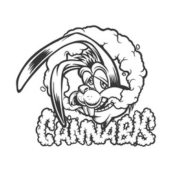 bunny smoking weed with cannabis word lettering vector