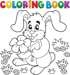 Happy easter coloring page rabbit Royalty Free Vector Image