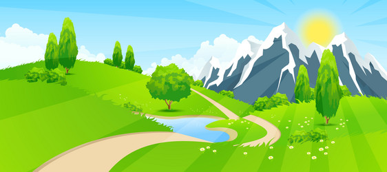 Green landscape with trees Royalty Free Vector Image