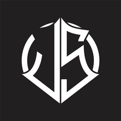 js logo monogram with emblem and circle rounded vector image