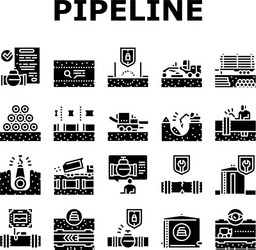 pipeline construction collection icons set vector image