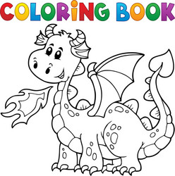coloring book with happy dragon Vector Image