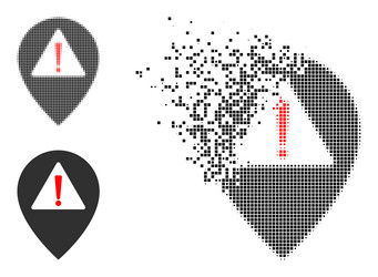 damaged dot and original warning map pointer icon vector image