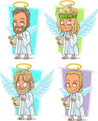Cartoon Angels with Harps Vector Image