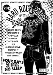 hard rock festival poster with girl vector