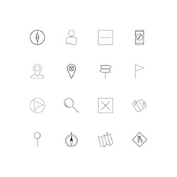 Maps and navigation linear thin icons set vector