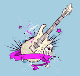 grunge background with electric guitar Vector Image