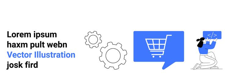 e-commerce development with coding and shopping vector image