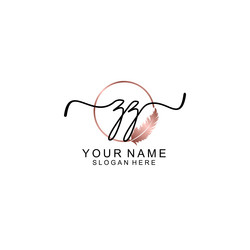 elegant zz initial logo with floral handwritten Vector Image