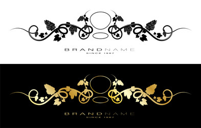 Grapevine scroll header with brand name vector