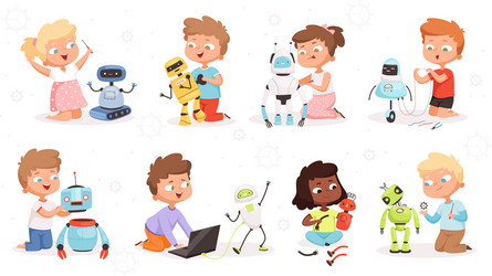 Kids Robot Programming - Future Tech vector image