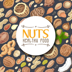 Seamless background with colored nuts and seeds vector