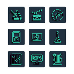set line sound mixer controller mp4 file document vector image