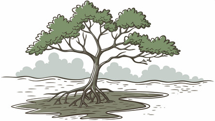 tree with exposed roots symbol of deep connection vector image