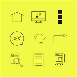 web linear icon set simple outline icons vector image
