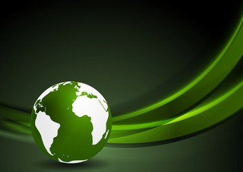 Tech background with globe and smooth waves vector