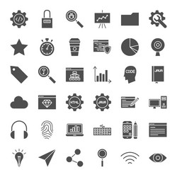 Web development solid icons vector