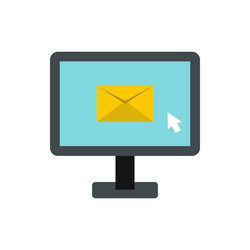 Writing e-mail on computer icon flat style vector