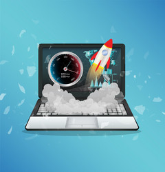 broken display laptop using internet speed test vector image
