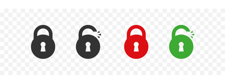 padlock lock and unlock set icon security button vector image