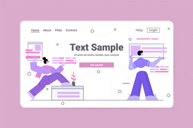 web developers creating program code development vector image