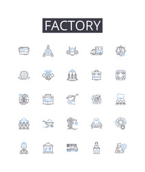 Factory line icons collection plantation vector