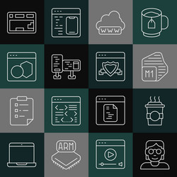 set line hacker or coder coffee cup to go vector image