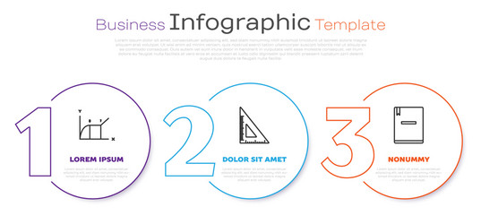 Set line pie chart infographic triangular ruler vector