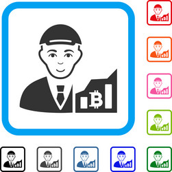 bitcoin trader framed smiling icon vector image