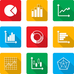 Data Chart Icons with Shadows vector image