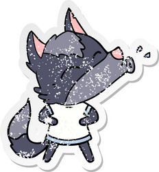 Distressed sticker of a howling wolf cartoon Vector Image Distressed sticker of a howling wolf cartoon Vector Image