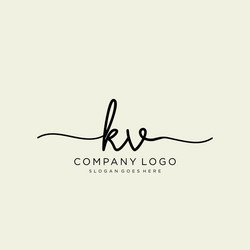 Kv initial handwriting logo with circle template Vector Image