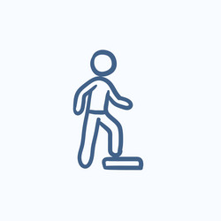 Man doing step exercise sketch icon vector