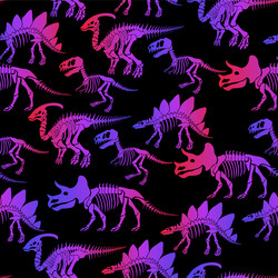 seamless pattern with dinosaur skeleton vector image