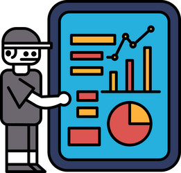 robot is pointing at a graph on screen vector image