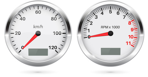 speedometer and tachometer 3d round gauges set vector