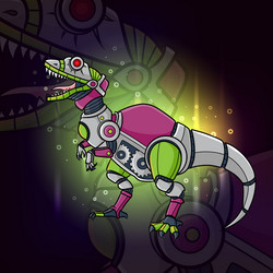 Steampunk robot of velociraptor esport mascot vector