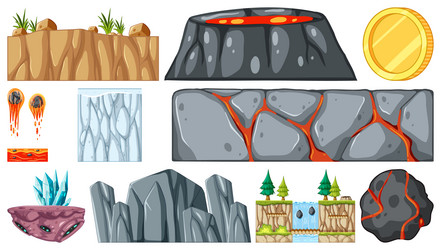 set of isolated game objects and elements vector image