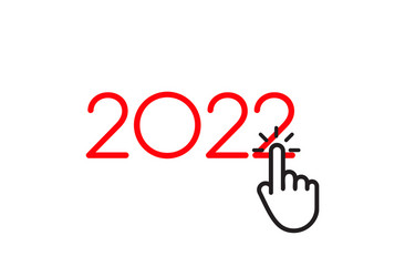 happy 2022 new year mouse click on button vector