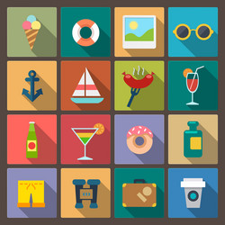 Set of recreation icons in flat design style vector