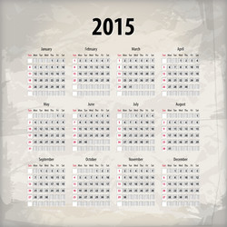 2015 calendar on textured background vector