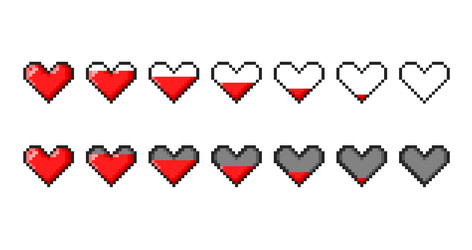 Premium Vector  Vector heart icon set pixel game life bar controller  indicator heart minecraft