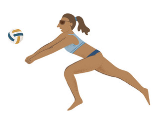 Girl playing beach volleyball vector