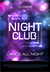 Neon Night Club Poster - Retro Disco Vector Image