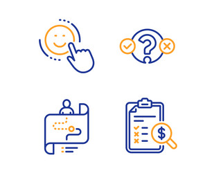 smile quiz test and journey path icons set vector image