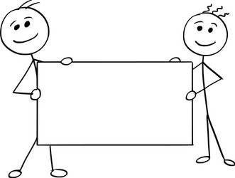 Stick man cartoon of two men holding a large vector