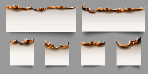 burning paper realistic set Vector Image
